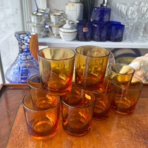 Juego de 11 vasos ambar franceses