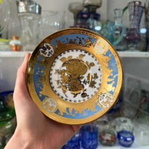 Plato porcelana pintado a mano con oro