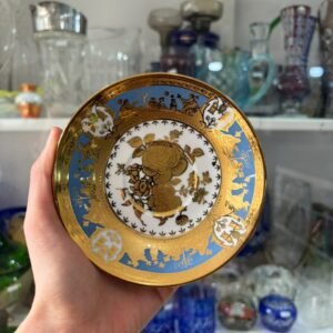 Plato porcelana pintado a mano con oro