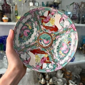 Compotera porcelana oriental pintada a mano
