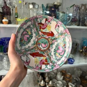 Compotera porcelana oriental pintada a mano