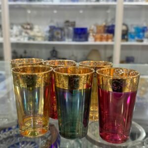 Juego de 6 vasos de colores con dorado