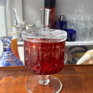 Caramelera o bombonera cristal súper tallado rubi