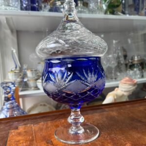 Caramelera de cristal súper tallado azul