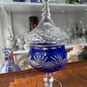 Caramelera de cristal súper tallado azul
