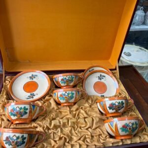 Juego de 6 dúos de té porcelana japonesa pintada a mano