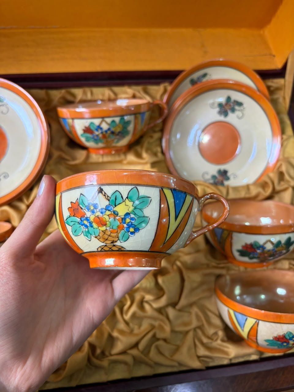 Juego de 6 dúos de té porcelana japonesa pintada a mano - Imagen 6