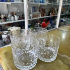 Set de 4 vasos de cristal súper tallado para whisky