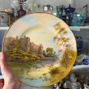 Plato porcelana inglesa de colección «Warwick Castle» bone china royal worcester england