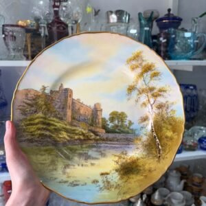 Plato porcelana inglesa de colección «Warwick Castle» bone china royal worcester england