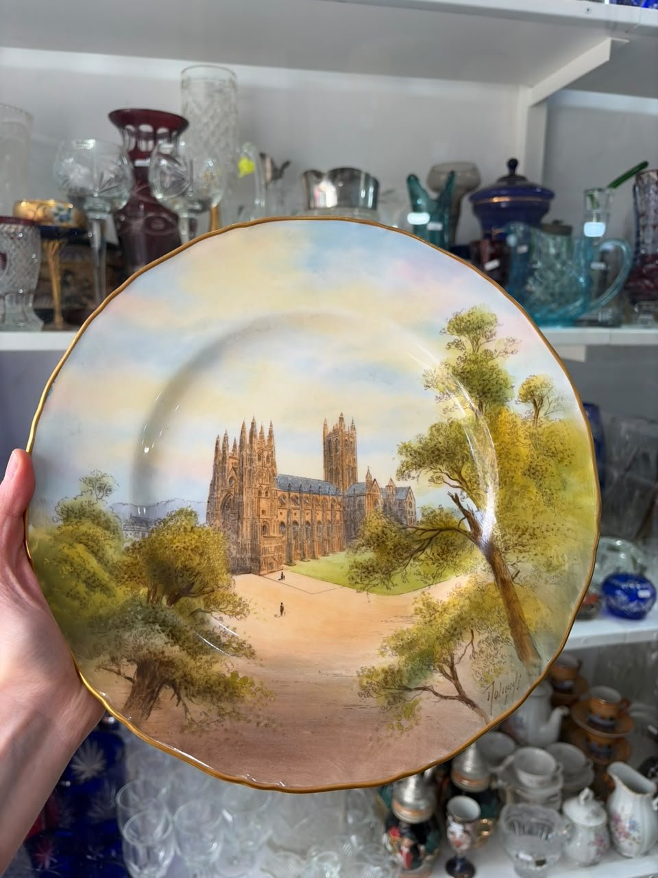 Plato porcelana inglesa de colección "Warwick Castle" bone china royal worcester england