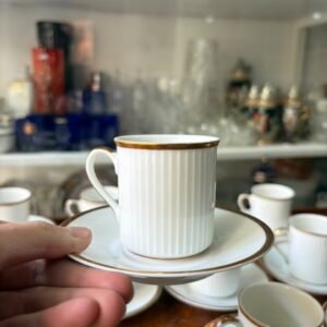 Juego de 12 dúos de café porcelana verbano con oro
