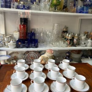 Juego de 12 dúos de café porcelana verbano con oro