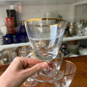 Juego de 6 copas de cristal con guarda en oro