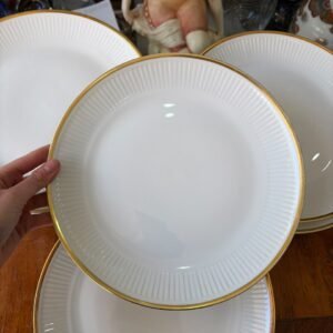 Juego de 10 platos playos porcelana verbano con oro