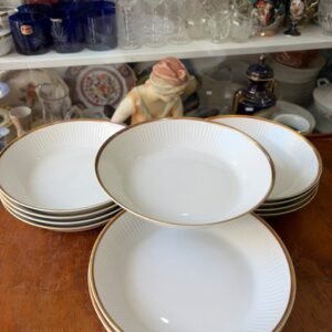Juego de 12 platos hondos porcelana verbano con oro