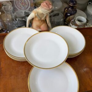 Juego de 10 platos de postre porcelana verbano con oro