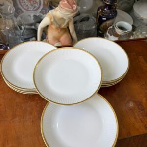 Juego de 10 platos de postre porcelana verbano con oro