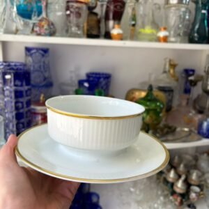 Salsera con fuente porcelana verbano con oro