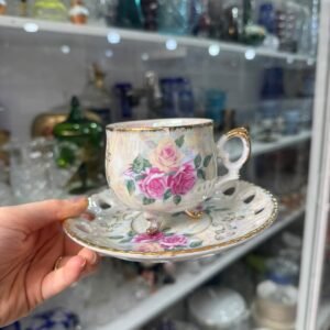 Dúo de té porcelana tornasolada con patitas