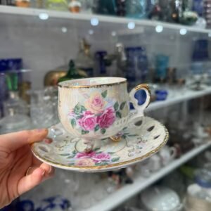 Dúo de té porcelana tornasolada con patitas