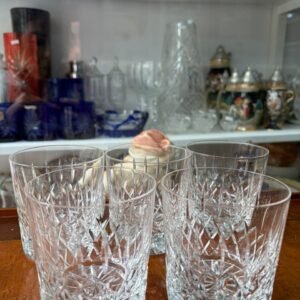 Set de 5 vasos de whisky de cristal súper tallados