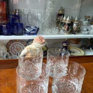Set de 4 vasos de cristal súper tallado para whisky