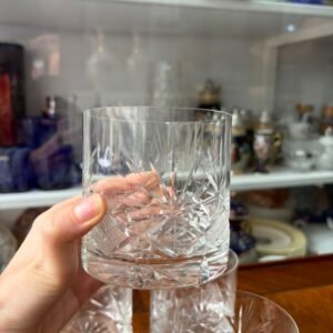Set de 4 vasos de cristal súper tallado para whisky