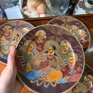 Set de 4 platos satsuma pintados a mano con oro