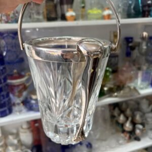 Hielera de cristal súper tallado con platería con pinza