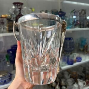 Hielera de cristal súper tallado con platería con pinza