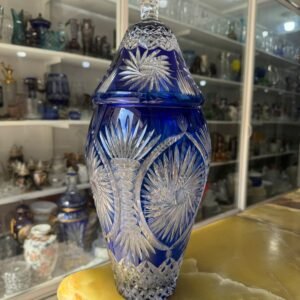 Potiche grande cristal súper tallado azul