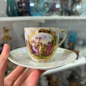 Dúo de café alemán con escenas galantes