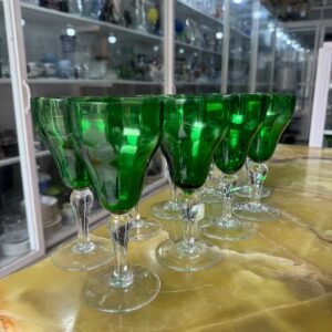 Juego de 8 copas para agua o vino de cristal verdes