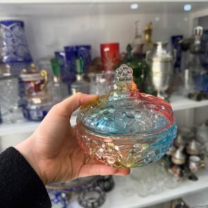 Bombonera o caramelera de vidrio de colores