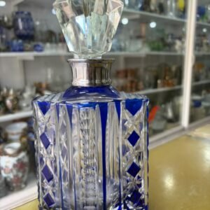 Exquisito botellón de cristal súper tallado azul