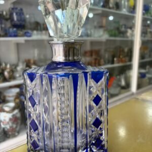 Exquisito botellón de cristal súper tallado azul