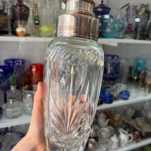 Coctelera cristal súper tallado con platería