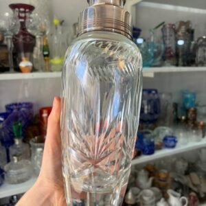 Coctelera cristal súper tallado con platería