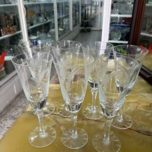 Juego de 7 copas de cristal súper tallado para agua o vino