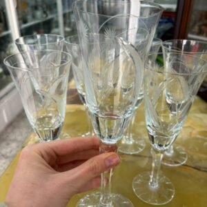 Juego de 7 copas de cristal súper tallado para agua o vino