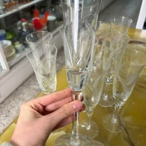 Juego de 10 copas de cristal súper tallado para champagne