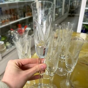 Juego de 10 copas de cristal súper tallado para champagne