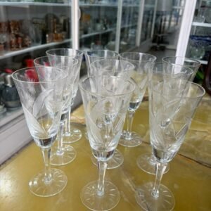 Juego de 10 copas de cristal súper tallado para vino