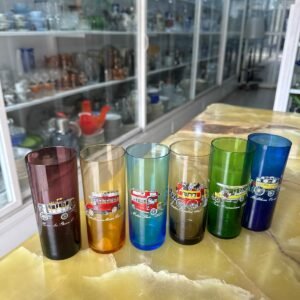 Juego de 6 vasos retro de colores