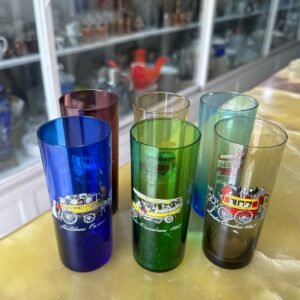 Juego de 6 vasos retro de colores