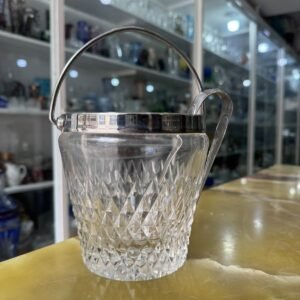 Hielera de cristal súper tallado con platería y pinza