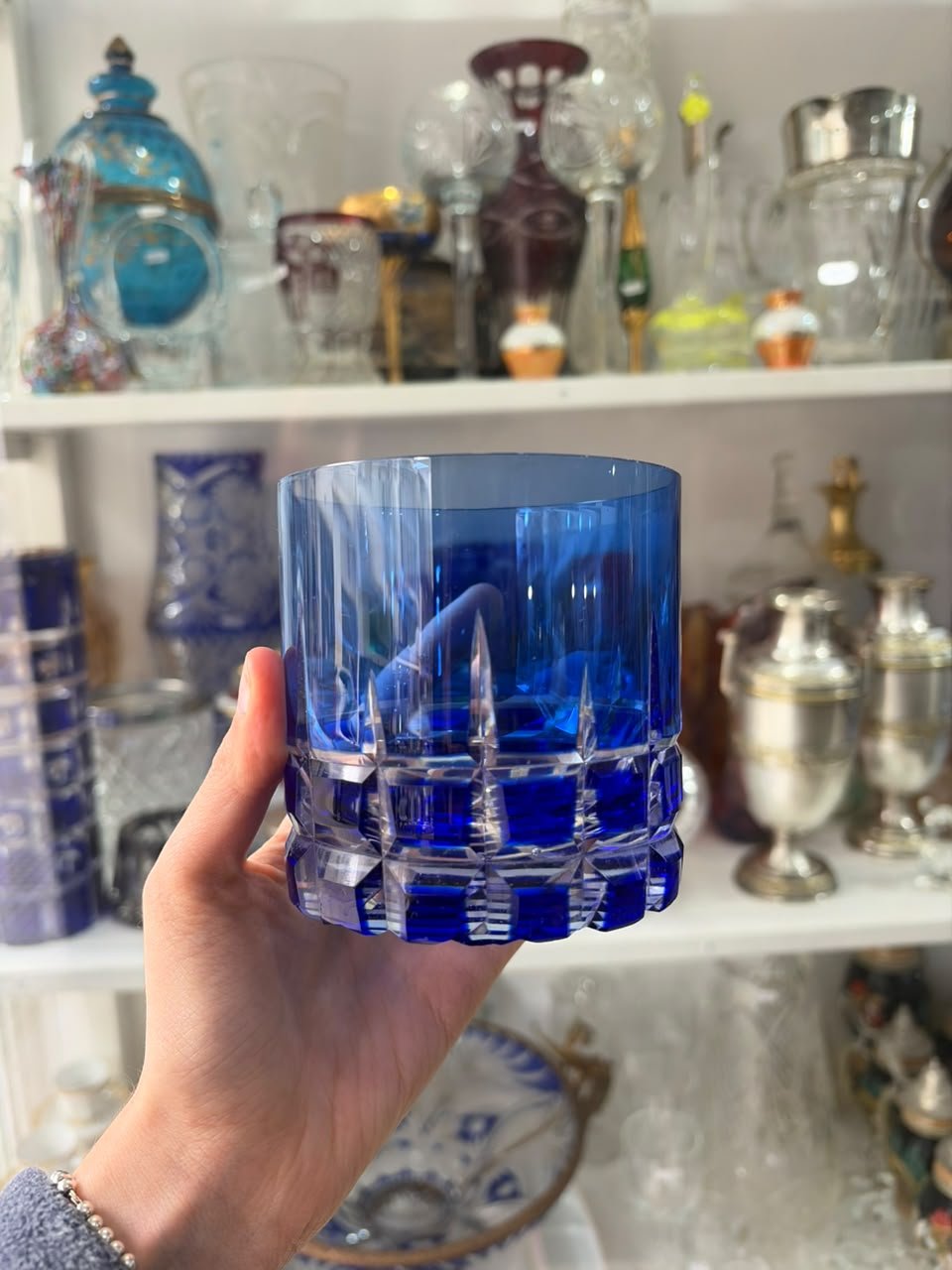 Juego de 6 vasos de whisky de cristal súper tallado azul - Imagen 3