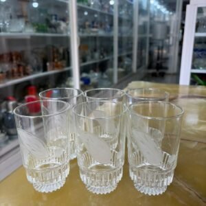 Juego de 6 vasos de vidrio grabados al ácido
