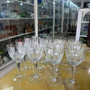 Juego de 12 copas de cristal tallado para vino